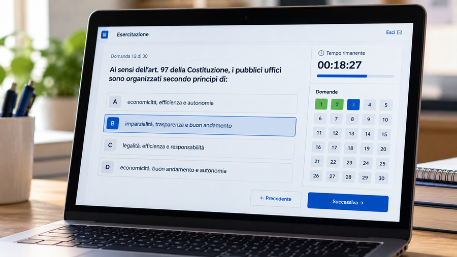 Esercitazione online con quiz per concorsi pubblici